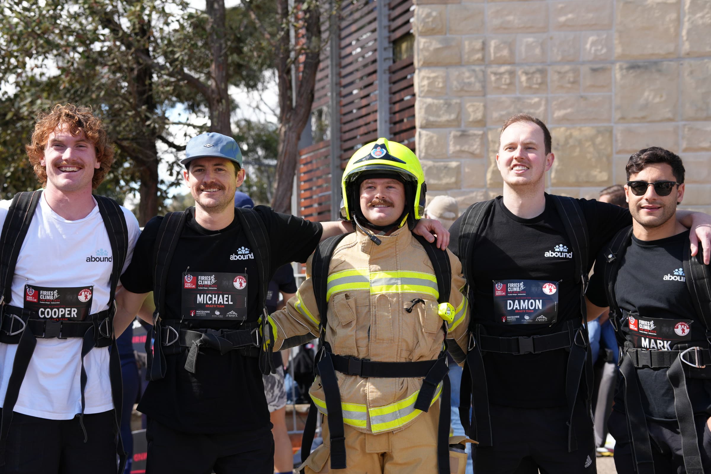Members of Brad's Team together after the Firies Climb for MND
